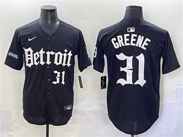 Mens Detroit Tigers #31 Riley Greene Black Motor Gothic Edition Vapor Premier Limited Stitched Jersey